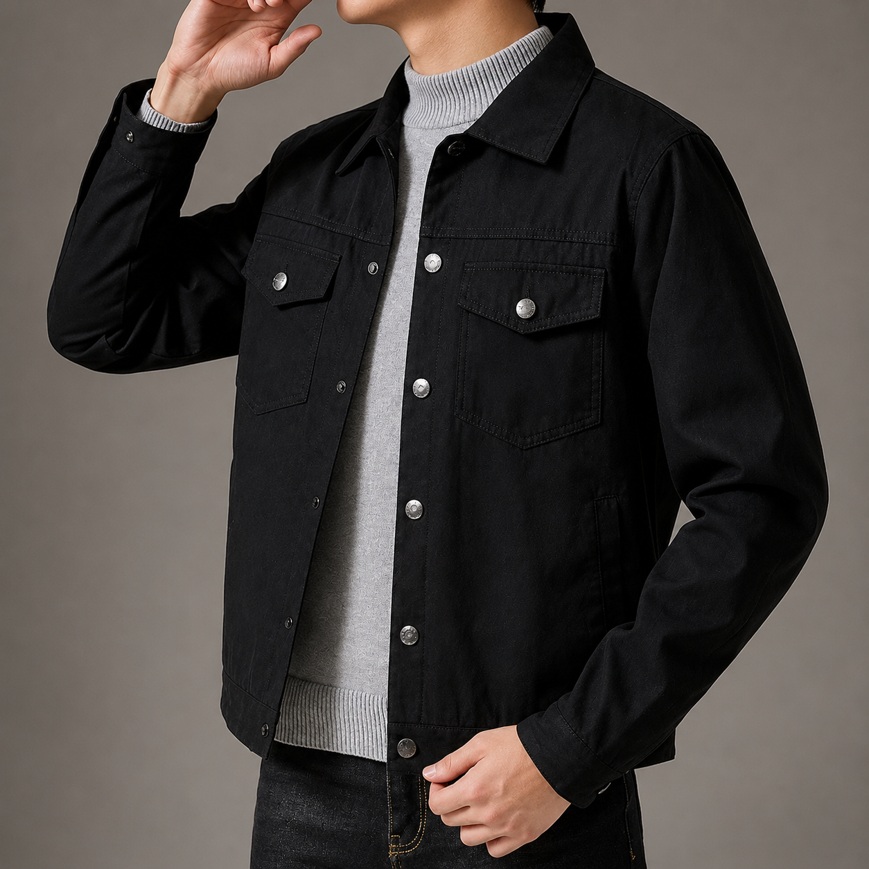 Adrian Men's Button-Up Utility Jacket – Casual Chest Pocket Shirt Jacket