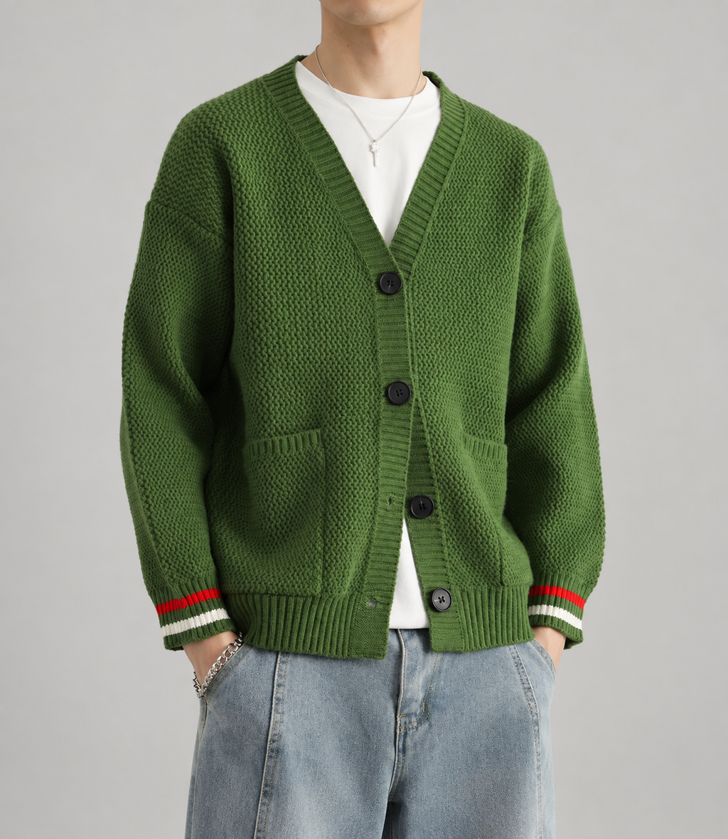 Adrian Men’s Textured V-Neck Button Cardigan
