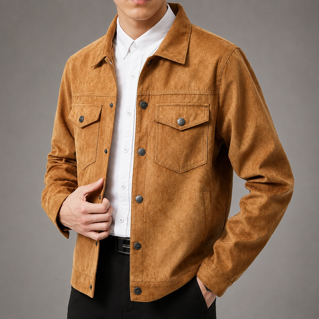 Adrian Men's Button-Up Utility Jacket – Casual Chest Pocket Shirt Jacket