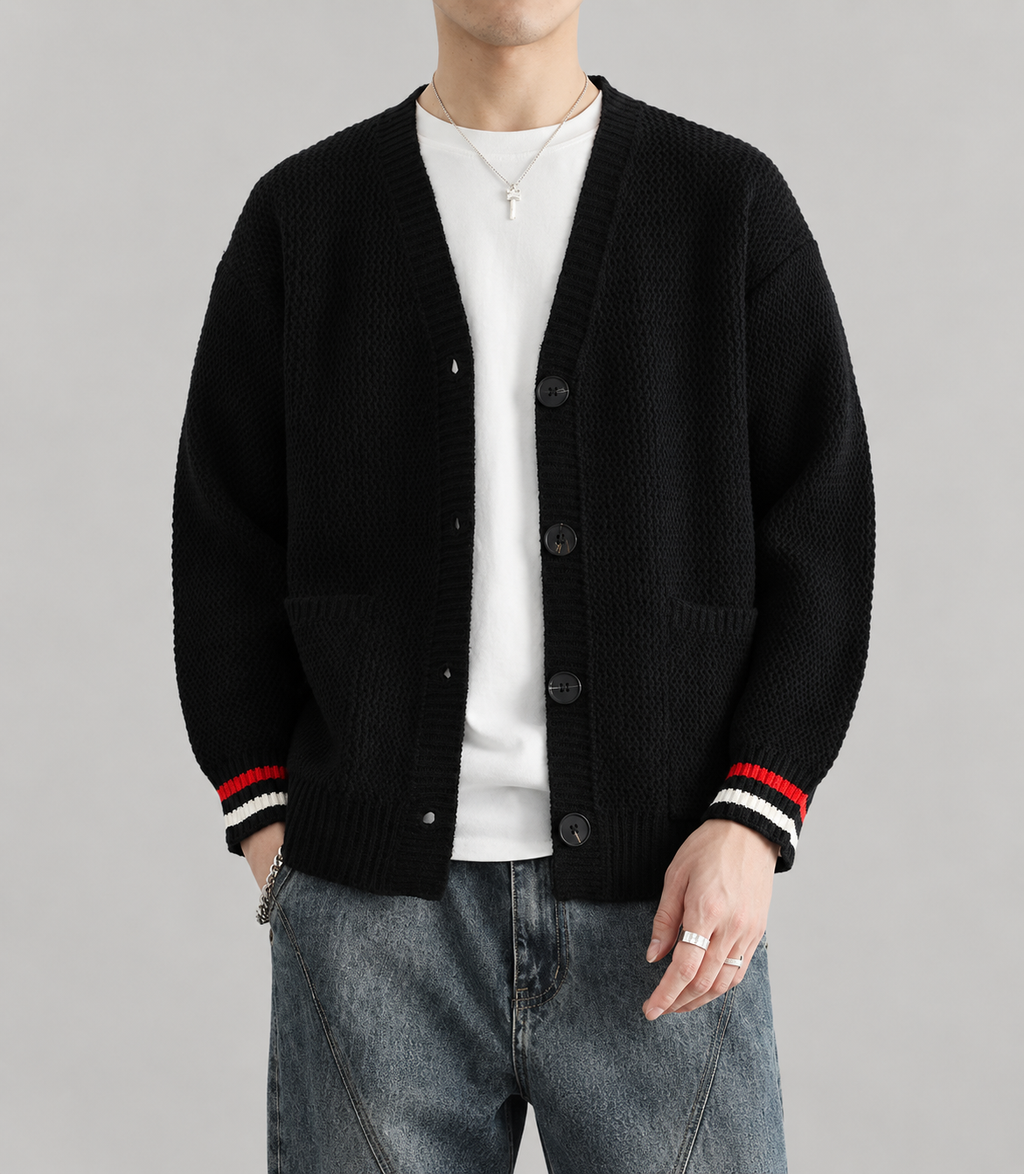 Adrian Men’s Textured V-Neck Button Cardigan