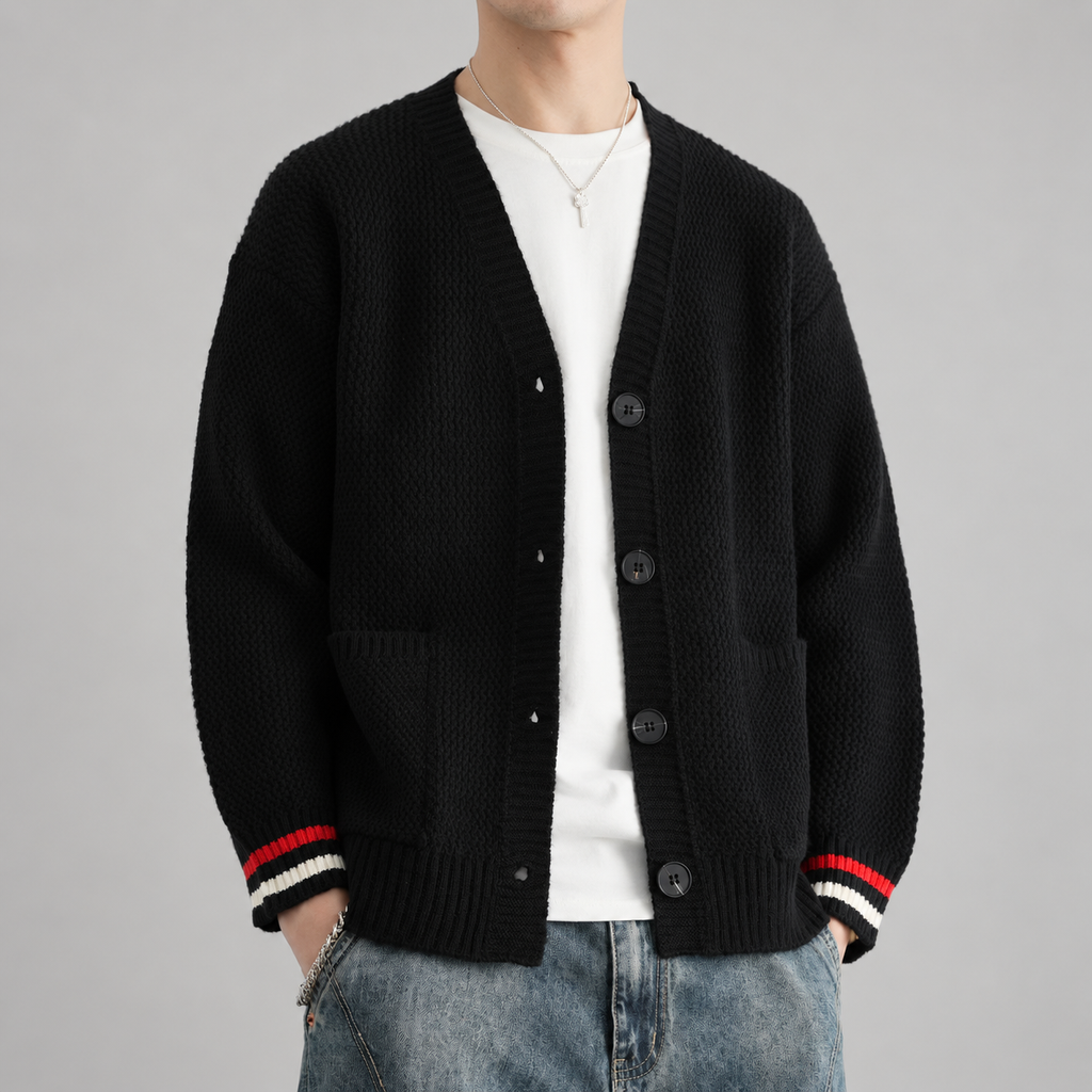 Adrian Men’s Textured V-Neck Button Cardigan