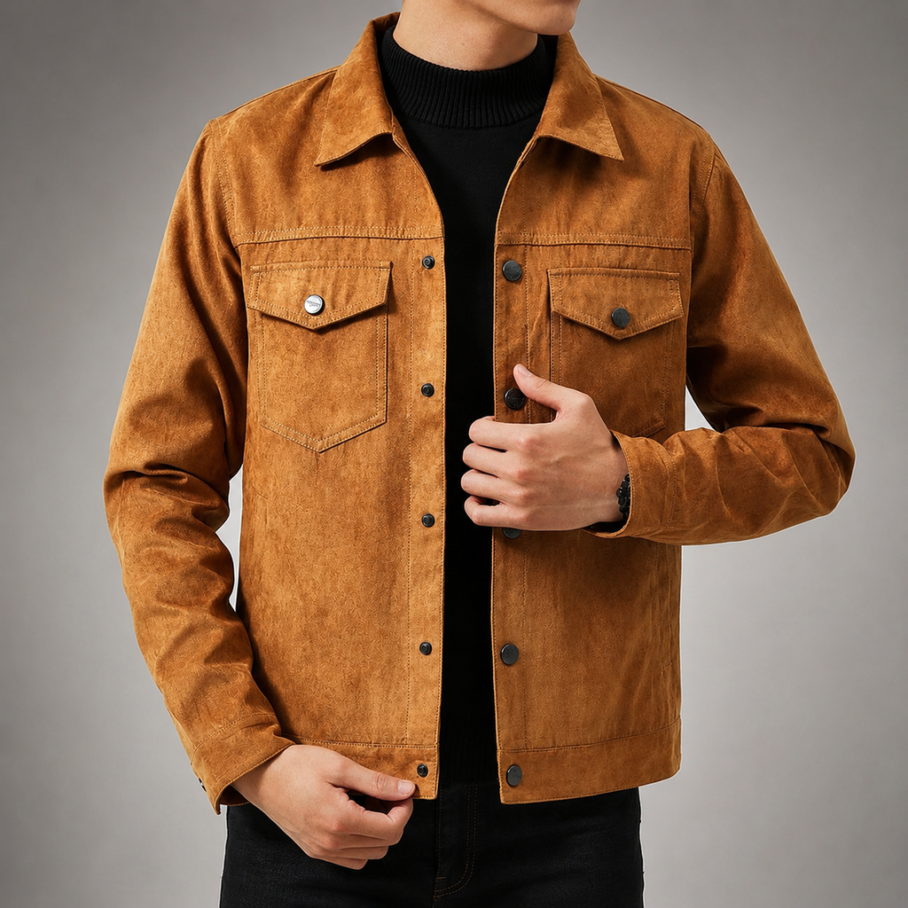 Adrian Men's Button-Up Utility Jacket – Casual Chest Pocket Shirt Jacket