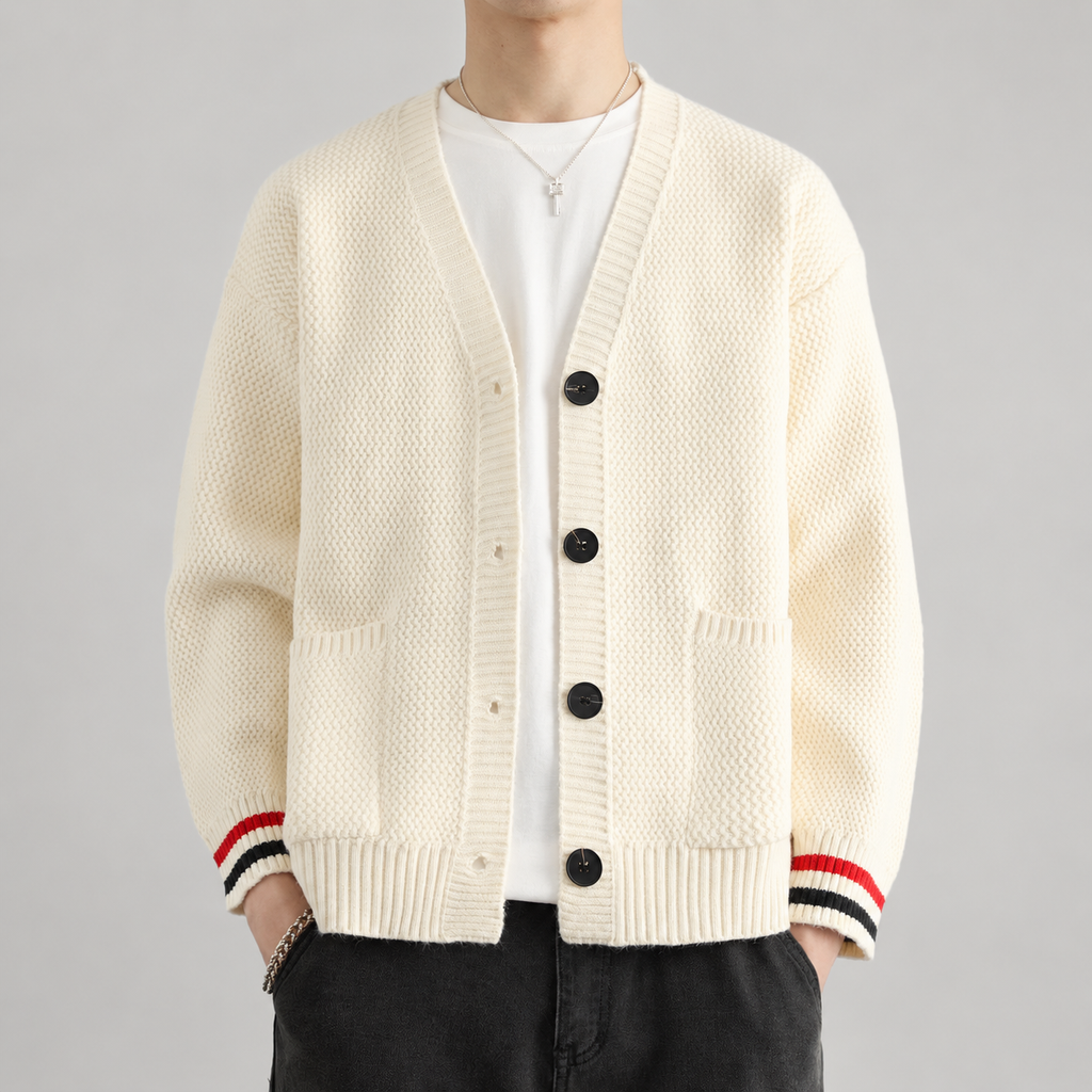 Adrian Men’s Textured V-Neck Button Cardigan