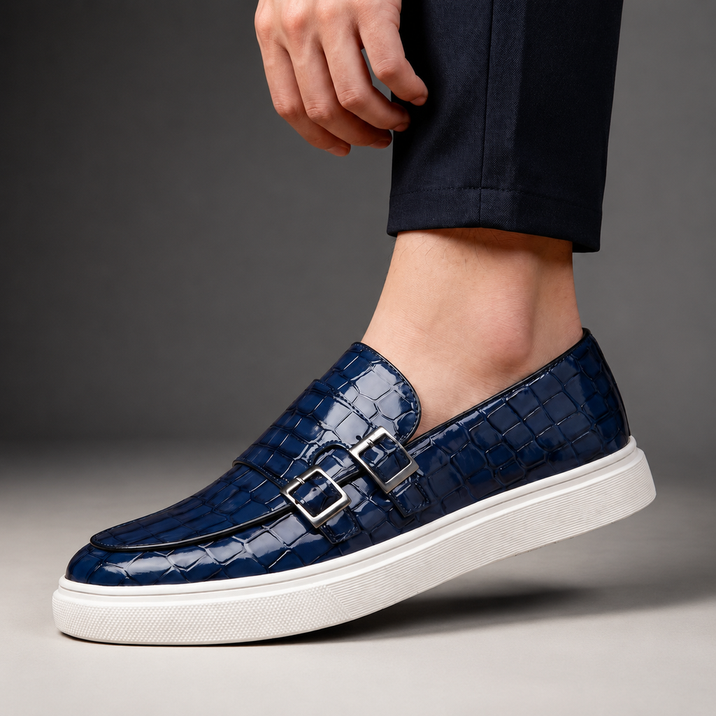Alessandro Men’s Crocodile-Embossed Leather Loafers