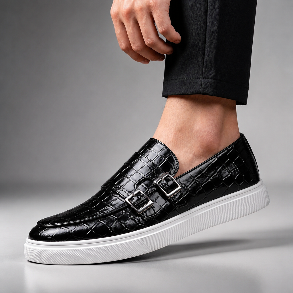 Alessandro Men’s Crocodile-Embossed Leather Loafers