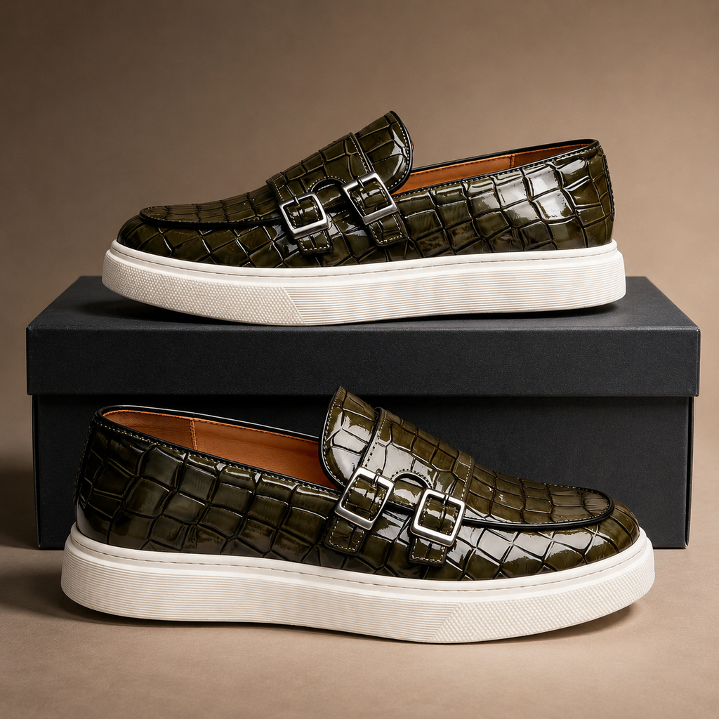 Alessandro Men’s Crocodile-Embossed Leather Loafers