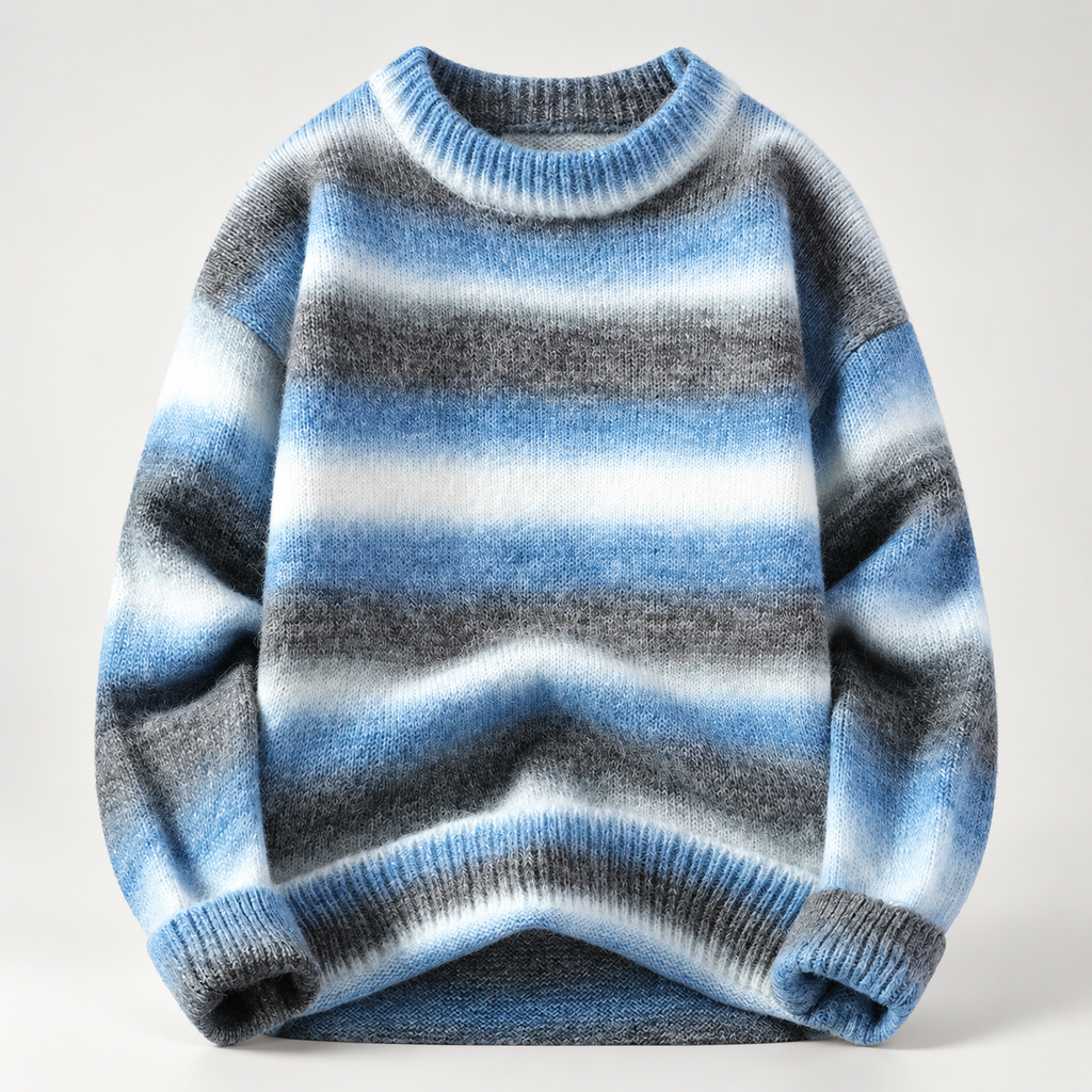 Alessio Gradient Stripe Knit Crewneck Sweater