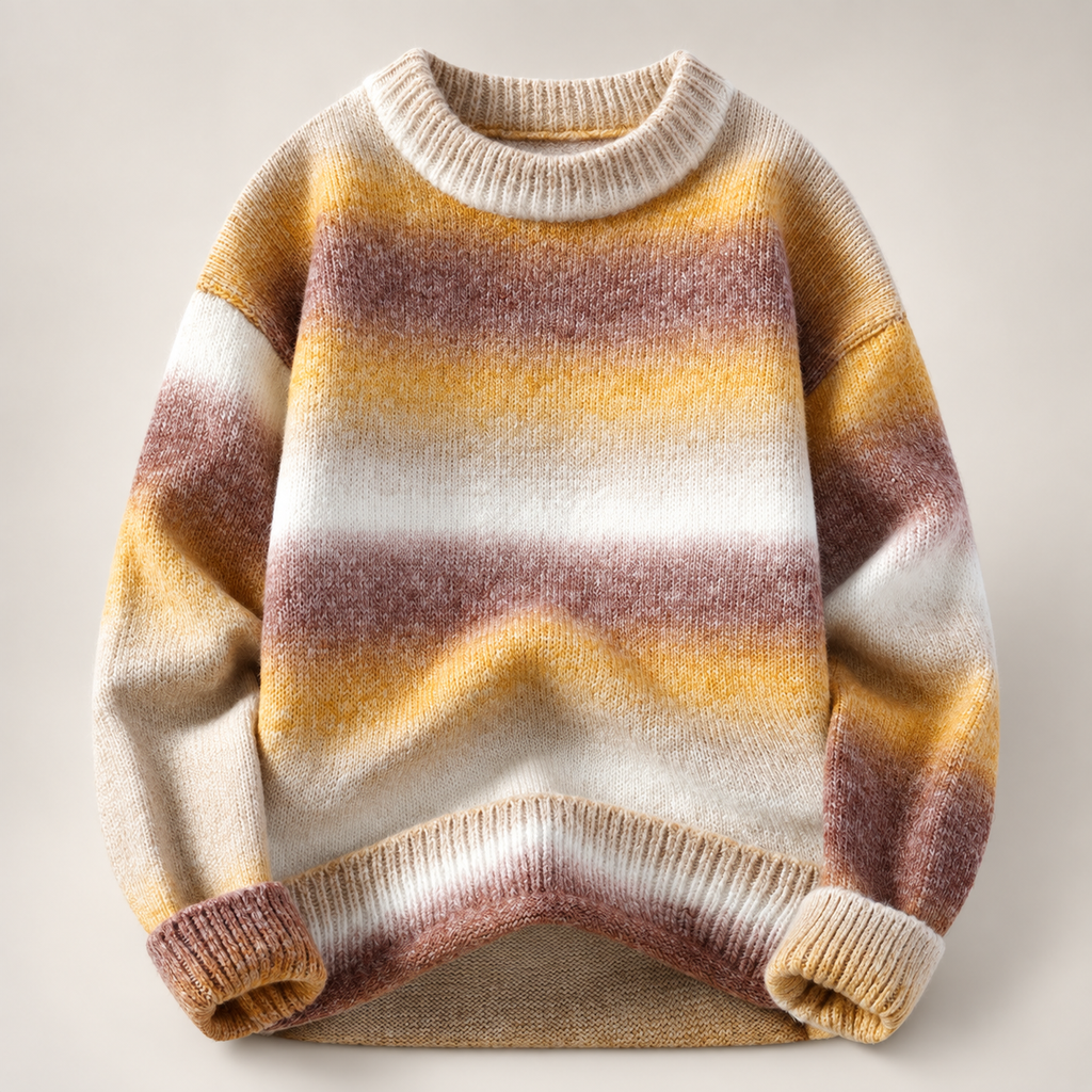 Alessio Gradient Stripe Knit Crewneck Sweater