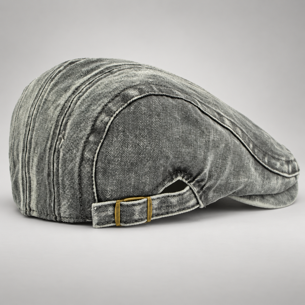 Alistair Men’s Herringbone Flat Cap with Adjustable Buckle