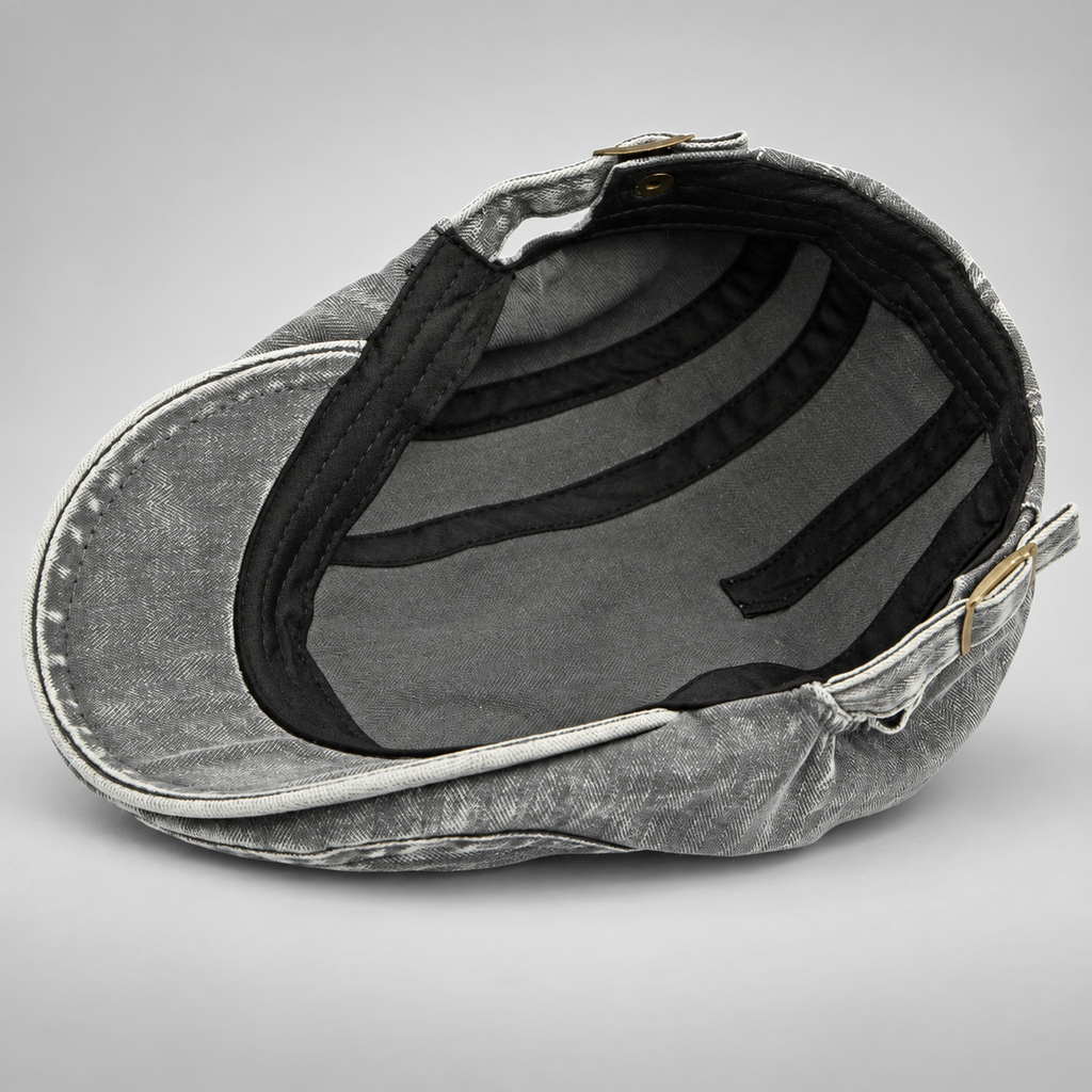 Alistair Men’s Herringbone Flat Cap with Adjustable Buckle