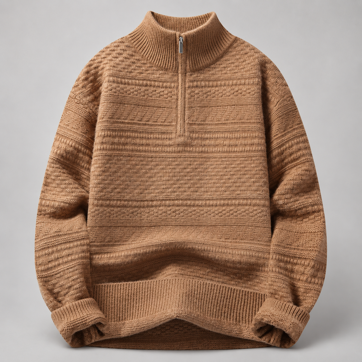Ambrose Men’s Textured Knit Quarter-Zip Mock Neck Sweater