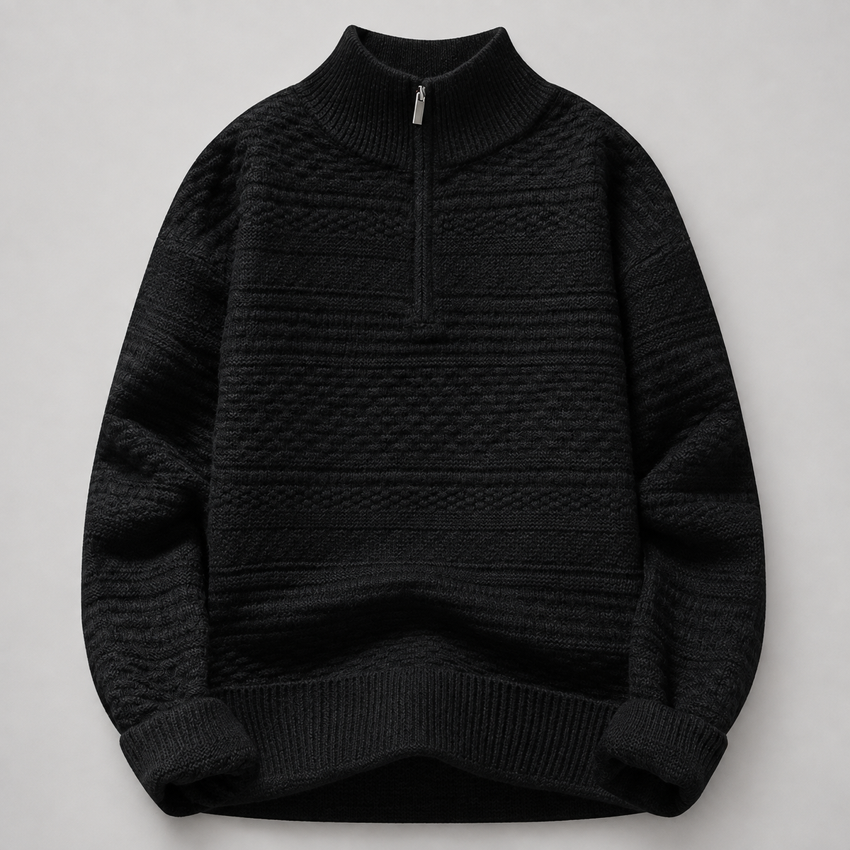 Ambrose Men’s Textured Knit Quarter-Zip Mock Neck Sweater