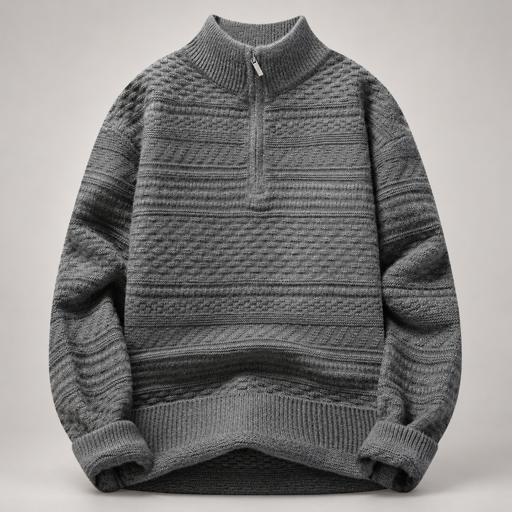 Ambrose Men’s Textured Knit Quarter-Zip Mock Neck Sweater
