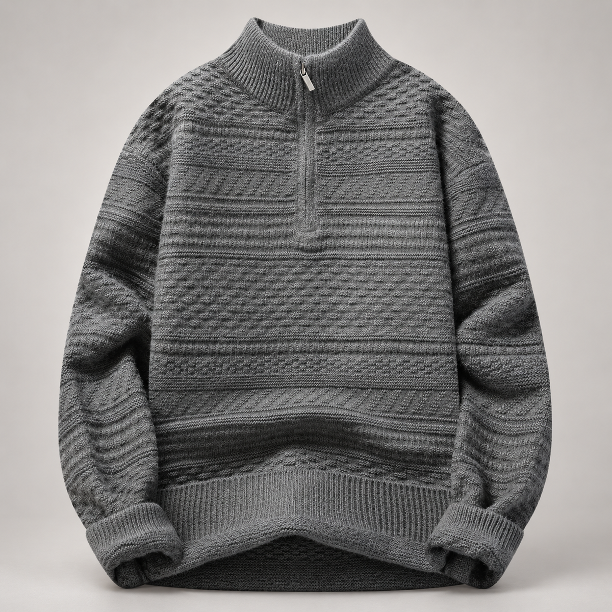 Ambrose Men’s Textured Knit Quarter-Zip Mock Neck Sweater