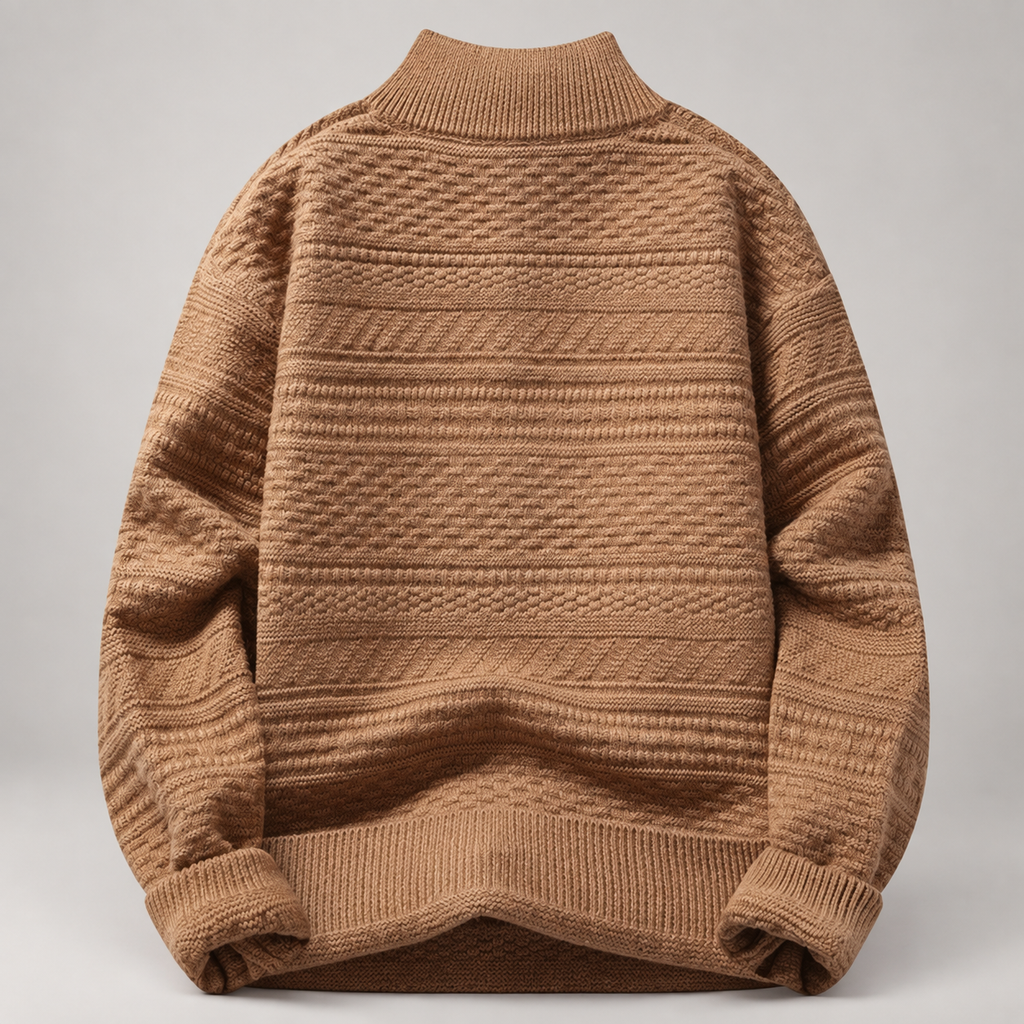 Ambrose Men’s Textured Knit Quarter-Zip Mock Neck Sweater