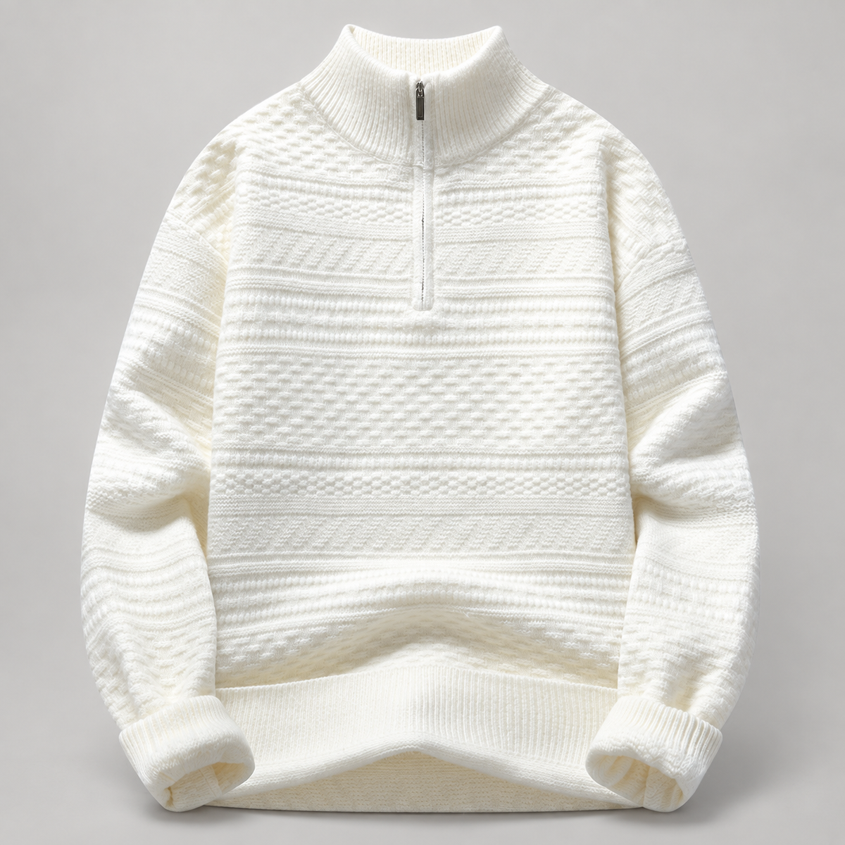 Ambrose Men’s Textured Knit Quarter-Zip Mock Neck Sweater