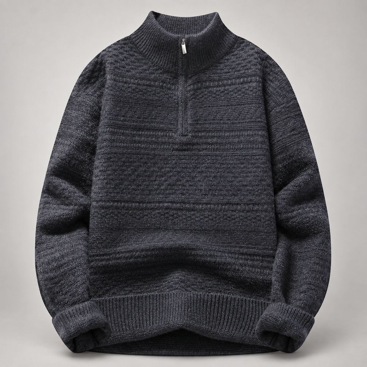 Ambrose Men’s Textured Knit Quarter-Zip Mock Neck Sweater