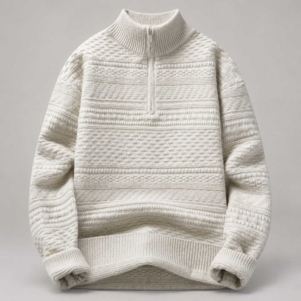 Ambrose Men’s Textured Knit Quarter-Zip Mock Neck Sweater