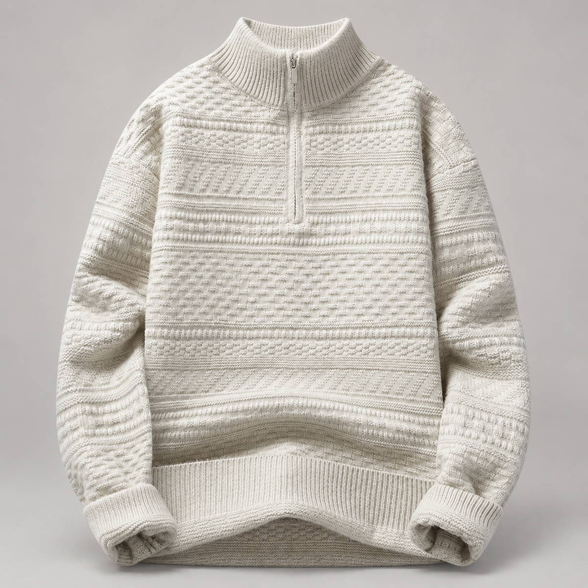 Ambrose Men’s Textured Knit Quarter-Zip Mock Neck Sweater