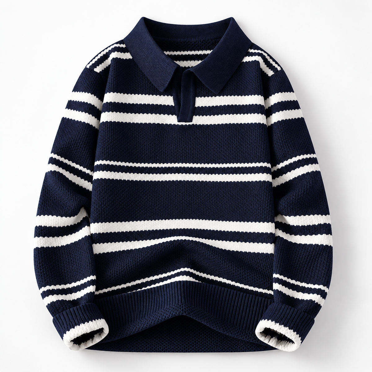 Ashland Long Sleeve Striped Knit Polo Sweater