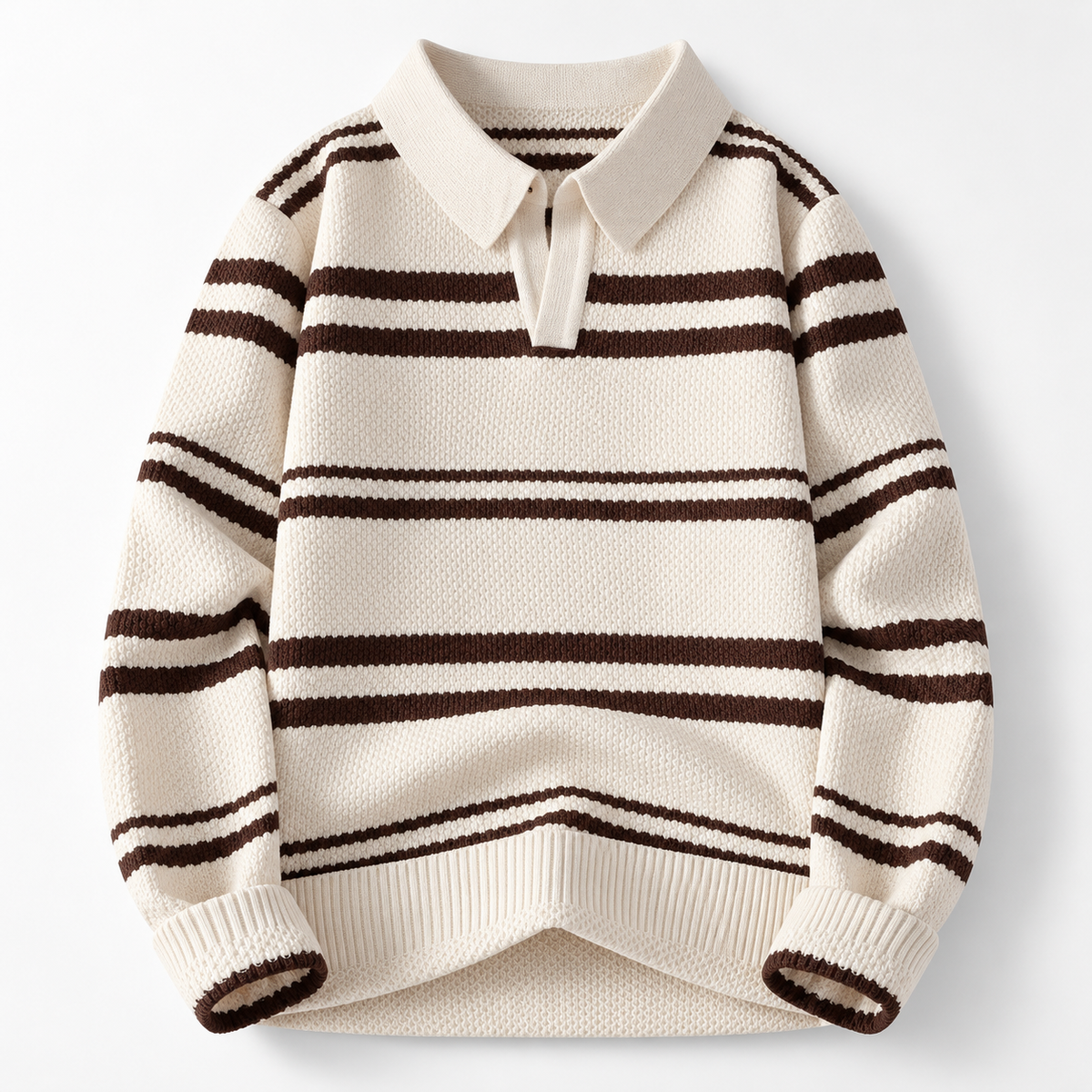 Ashland Long Sleeve Striped Knit Polo Sweater