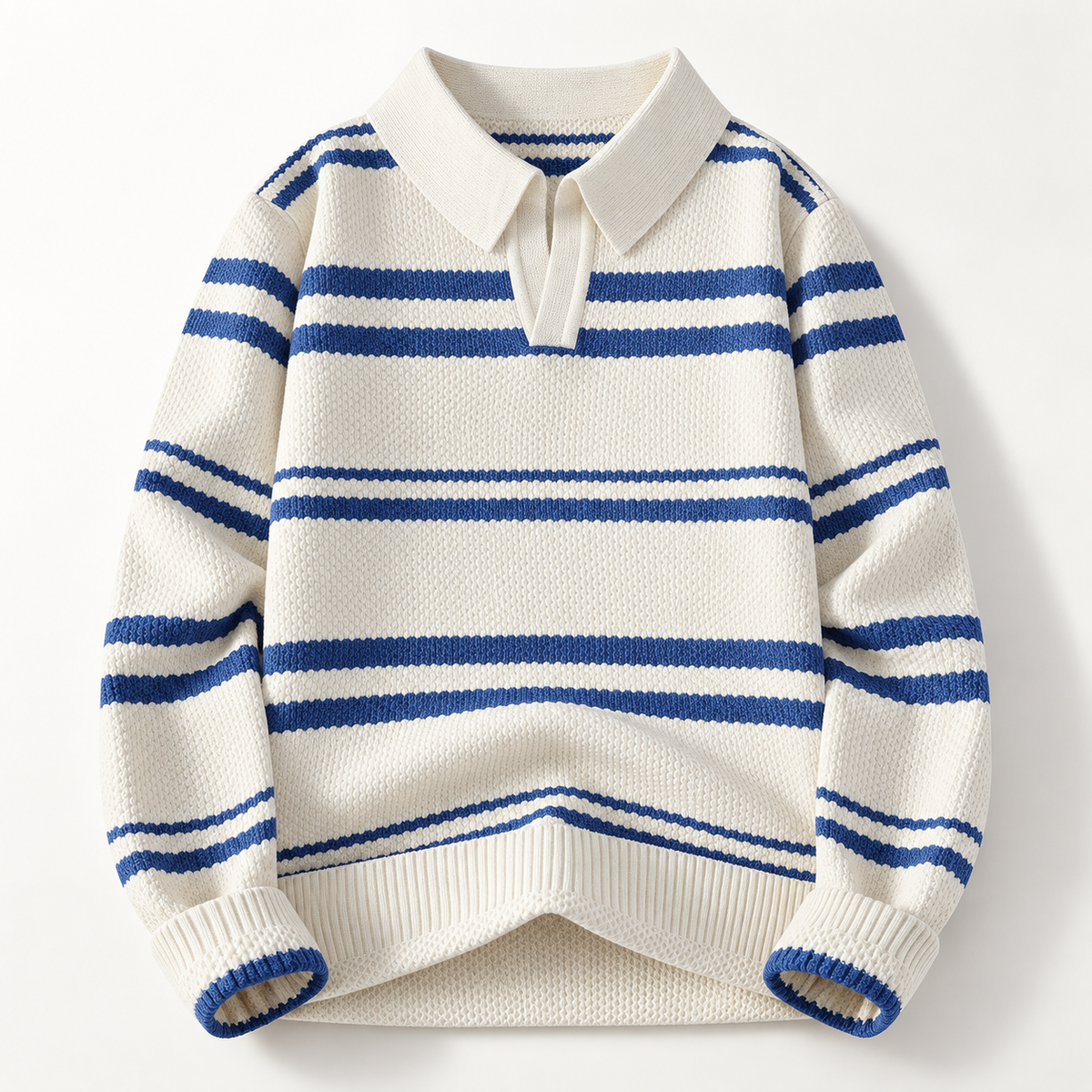 Ashland Long Sleeve Striped Knit Polo Sweater