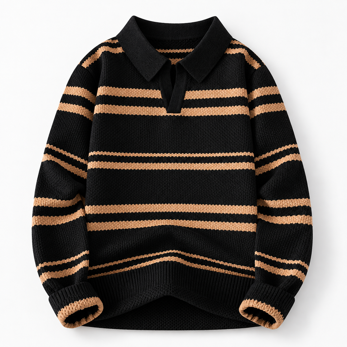 Ashland Long Sleeve Striped Knit Polo Sweater