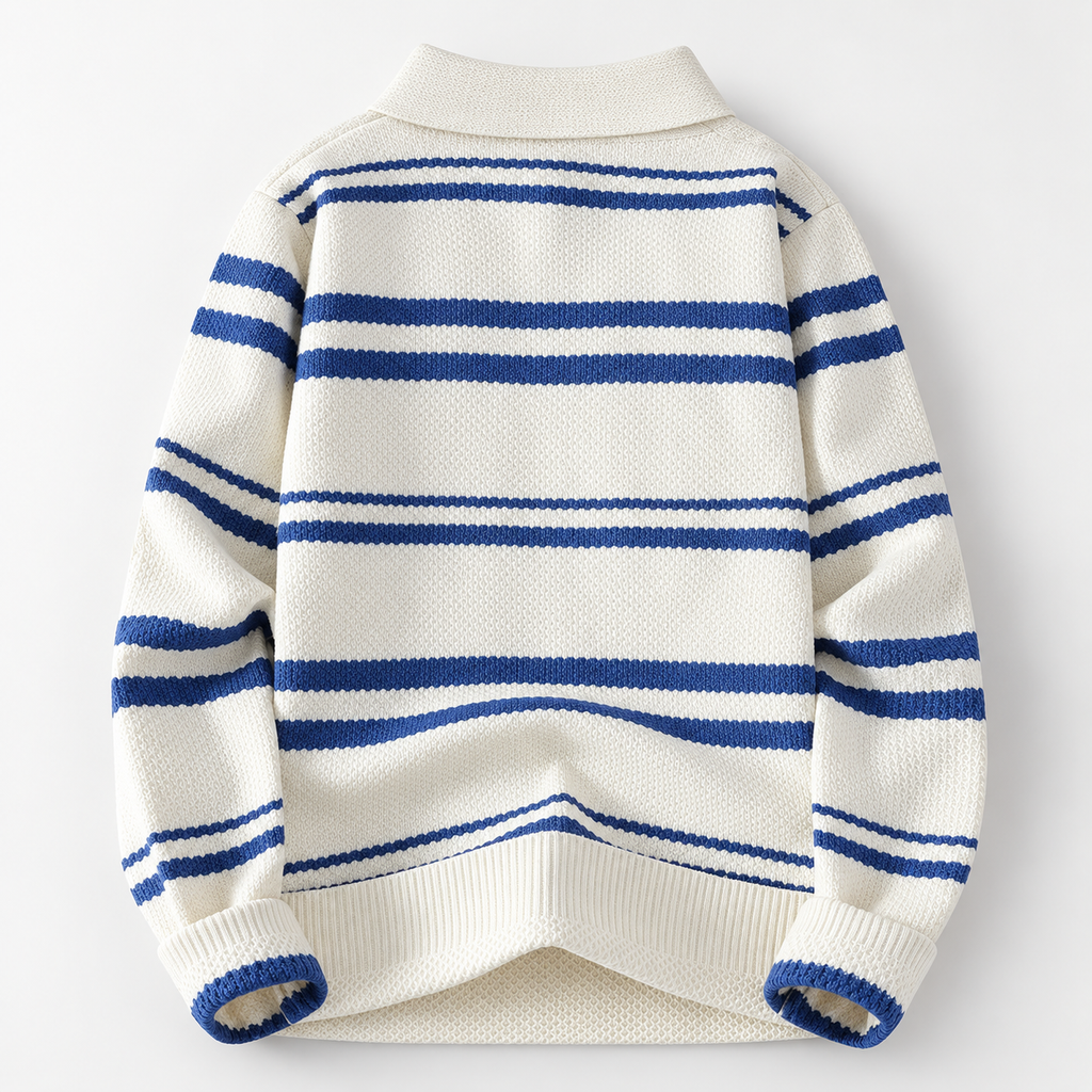 Ashland Long Sleeve Striped Knit Polo Sweater