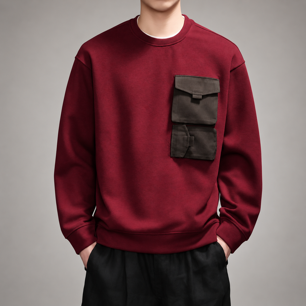 Alistair Men's Crewneck Sweatshirt with Dual Utility Pockets