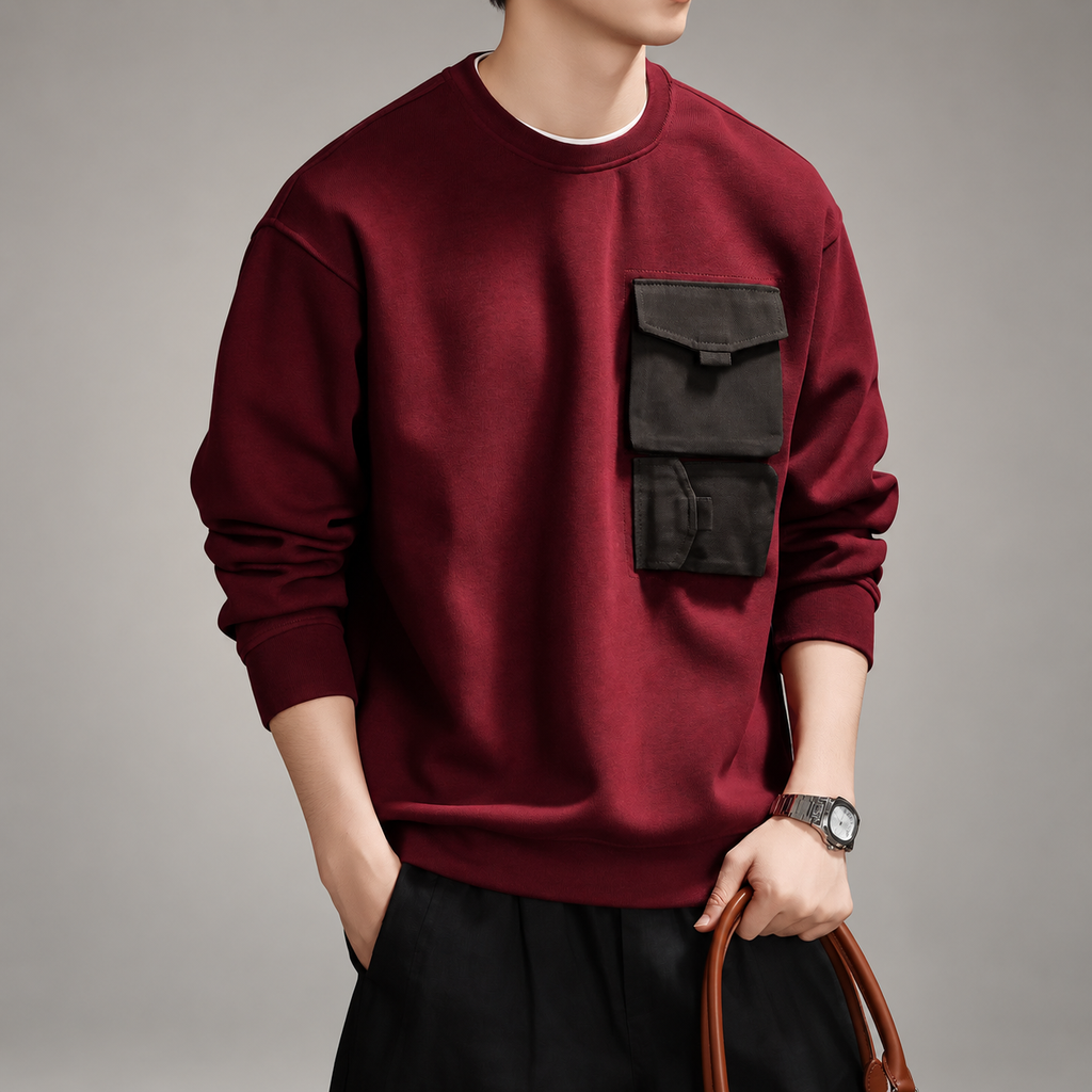 Alistair Men's Crewneck Sweatshirt with Dual Utility Pockets