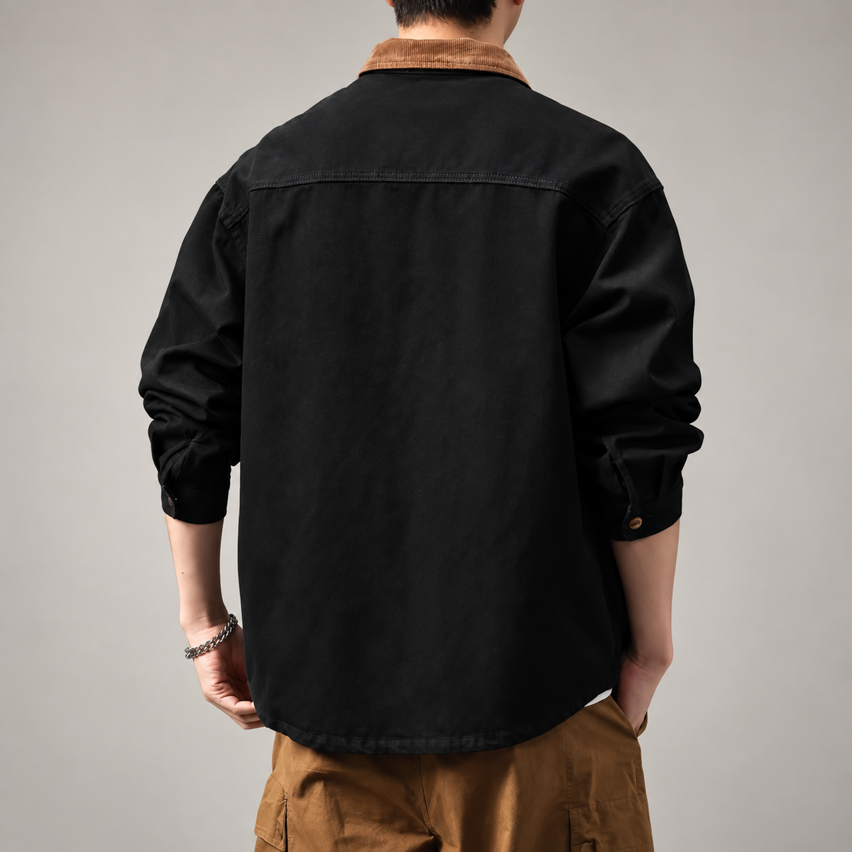 Auberon Men's Contrast Collar Overshirt with Zip Chest Pocket
