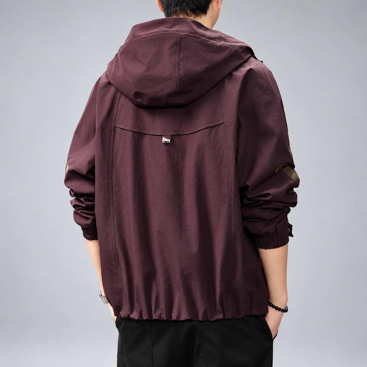 Fiorenzo Men's Hooded Zip-Front Jacket with Contrast Sleeve Trim