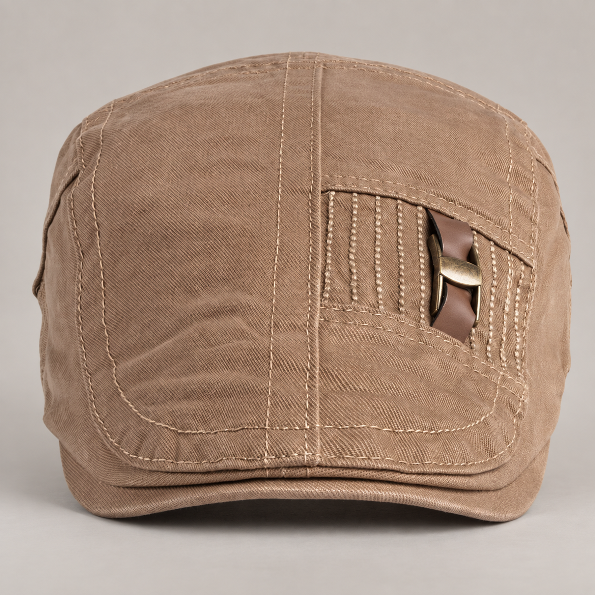 Barrett Washed Flat Cap with Adjustable Strap and Buckle Accent