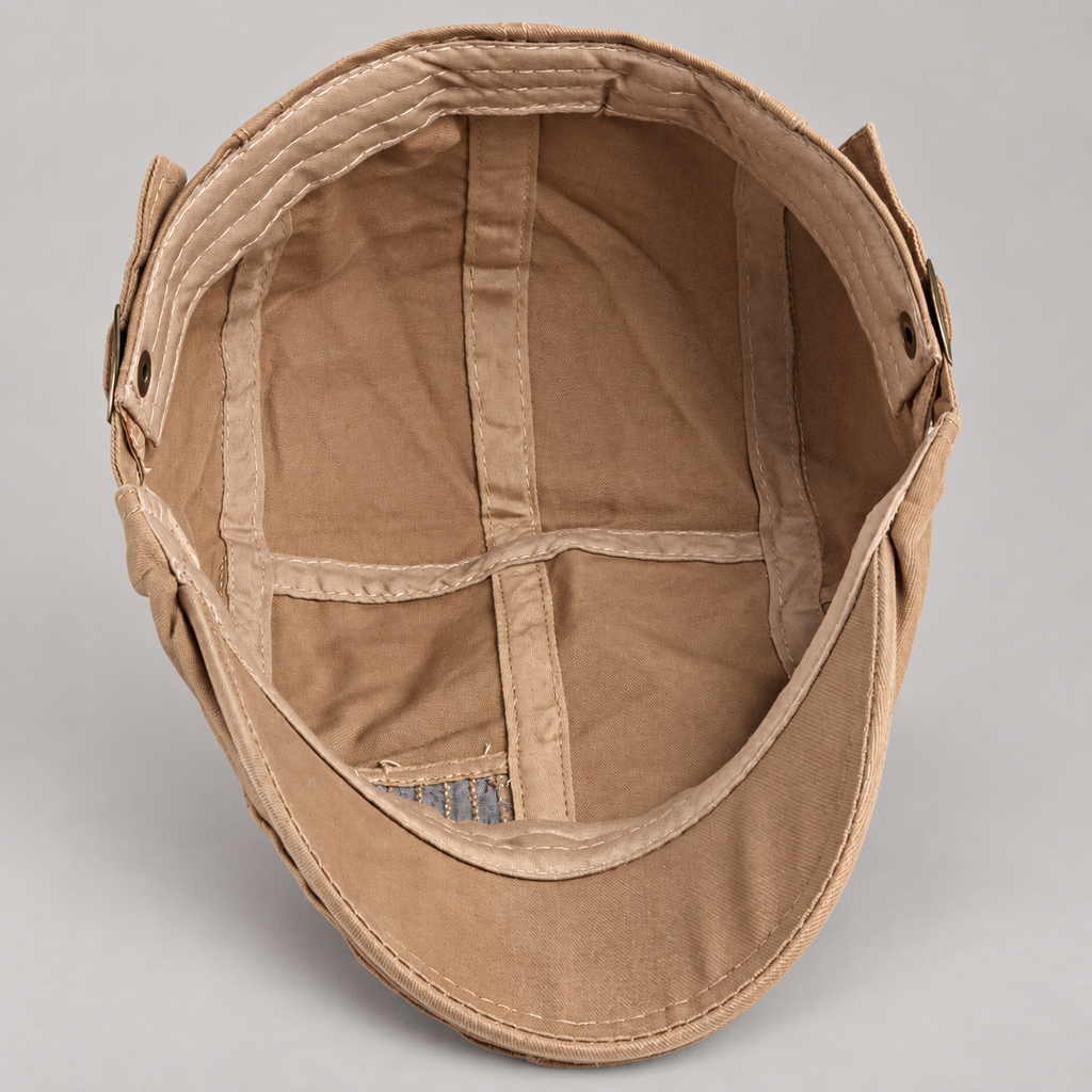 Barrett Washed Flat Cap with Adjustable Strap and Buckle Accent