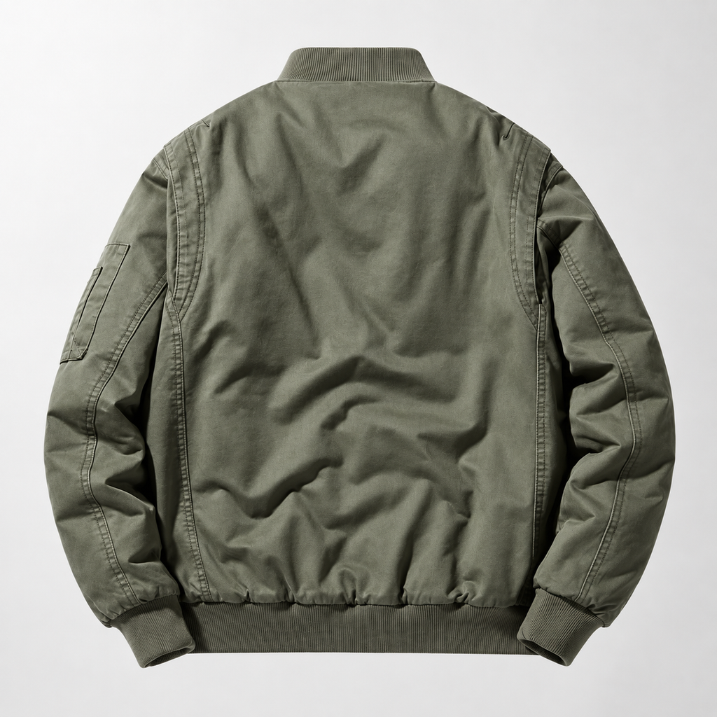 Bastien Men’s Ribbed Zip-Up Quilted Bomber Jacket
