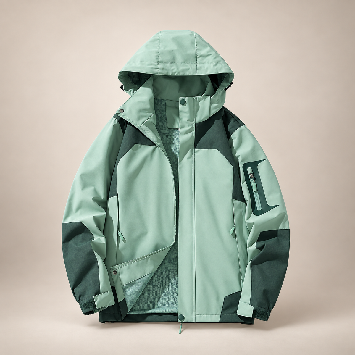 Bastien Hooded Jacket with Contrast Panels and Adjustable Cuffs