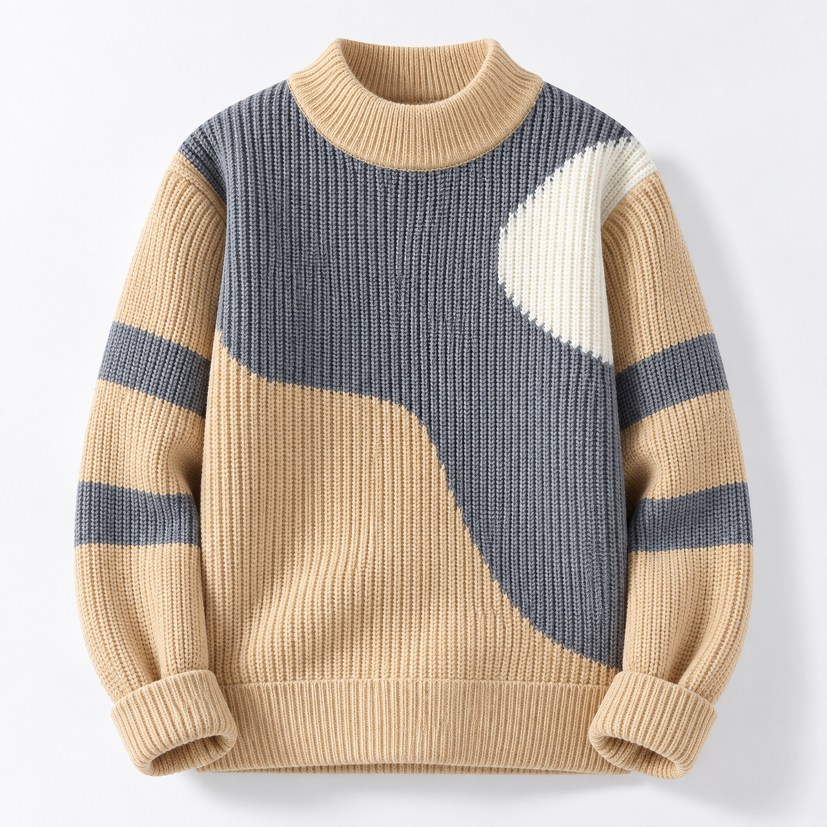 Bastien Color Block Ribbed Knit Crewneck Sweater