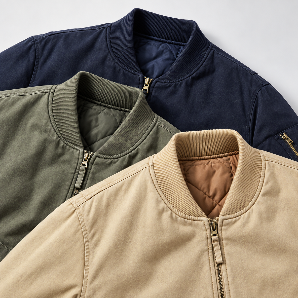 Bastien Men’s Ribbed Zip-Up Quilted Bomber Jacket