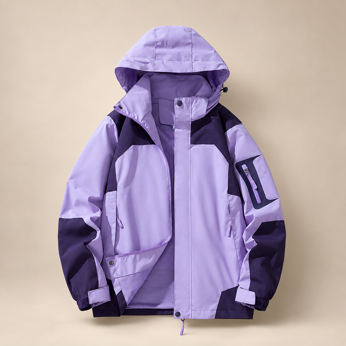 Bastien Hooded Jacket with Contrast Panels and Adjustable Cuffs