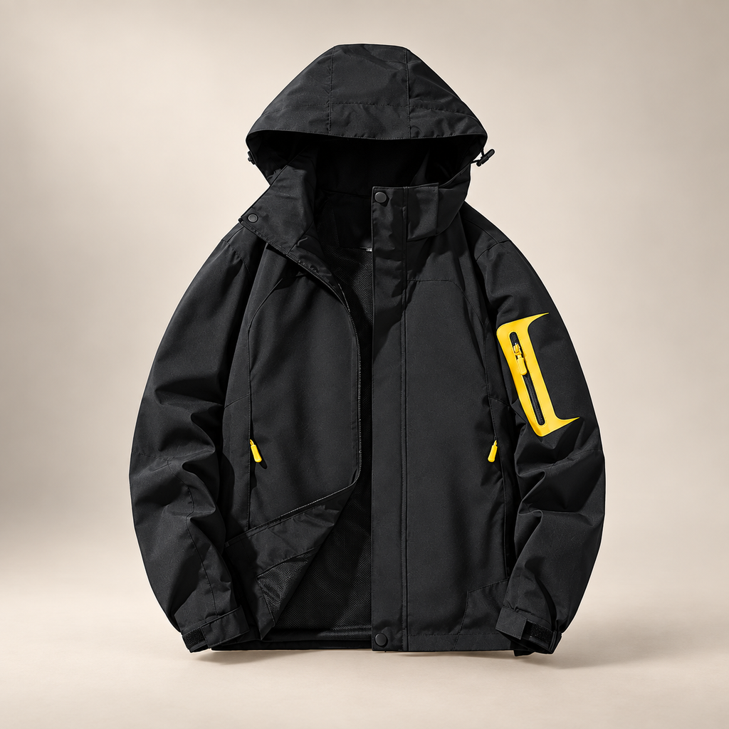 Bastien Hooded Jacket with Contrast Panels and Adjustable Cuffs
