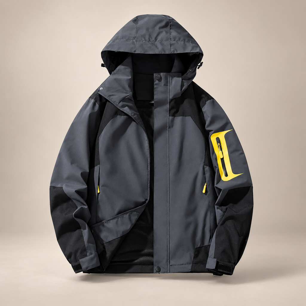 Bastien Hooded Jacket with Contrast Panels and Adjustable Cuffs