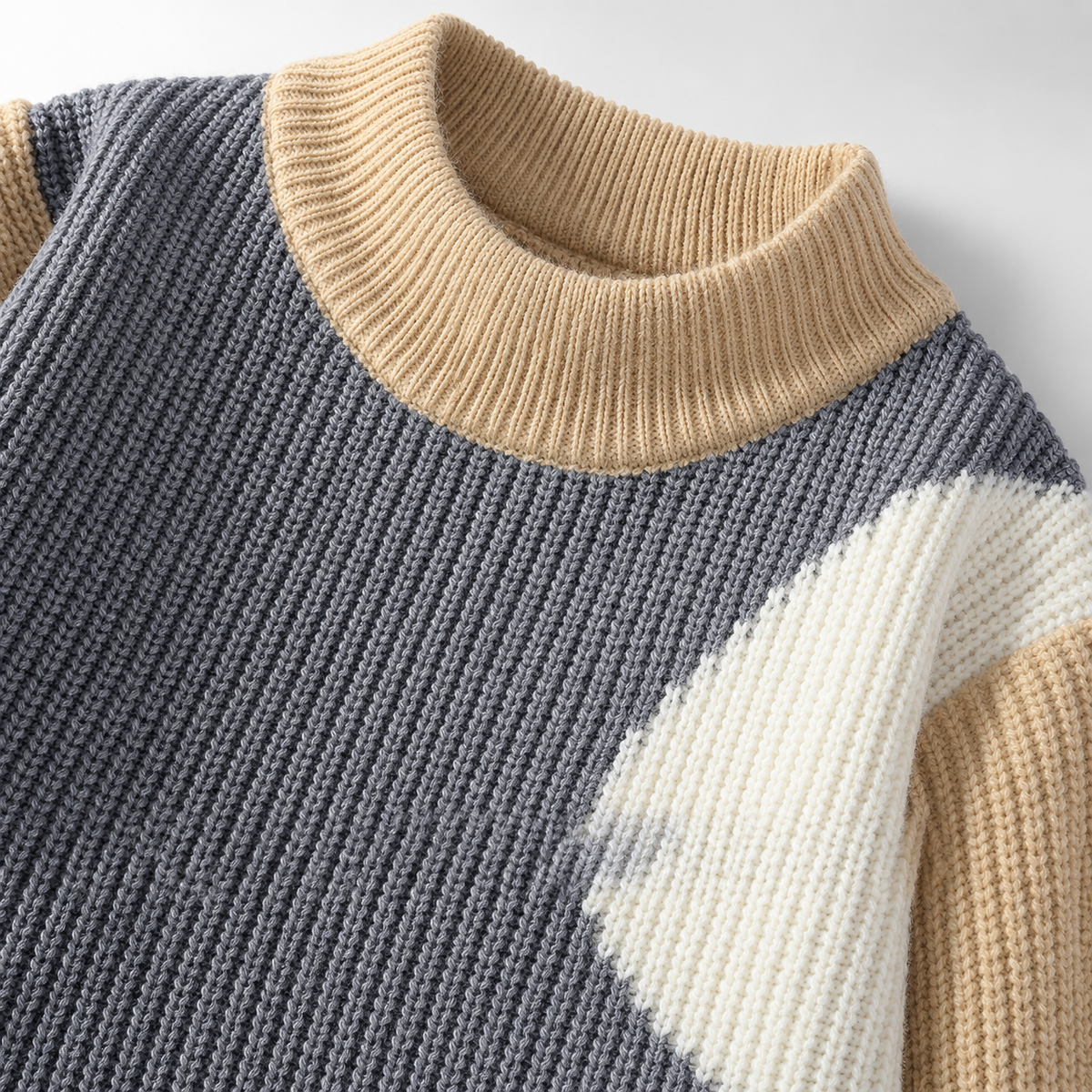Bastien Color Block Ribbed Knit Crewneck Sweater
