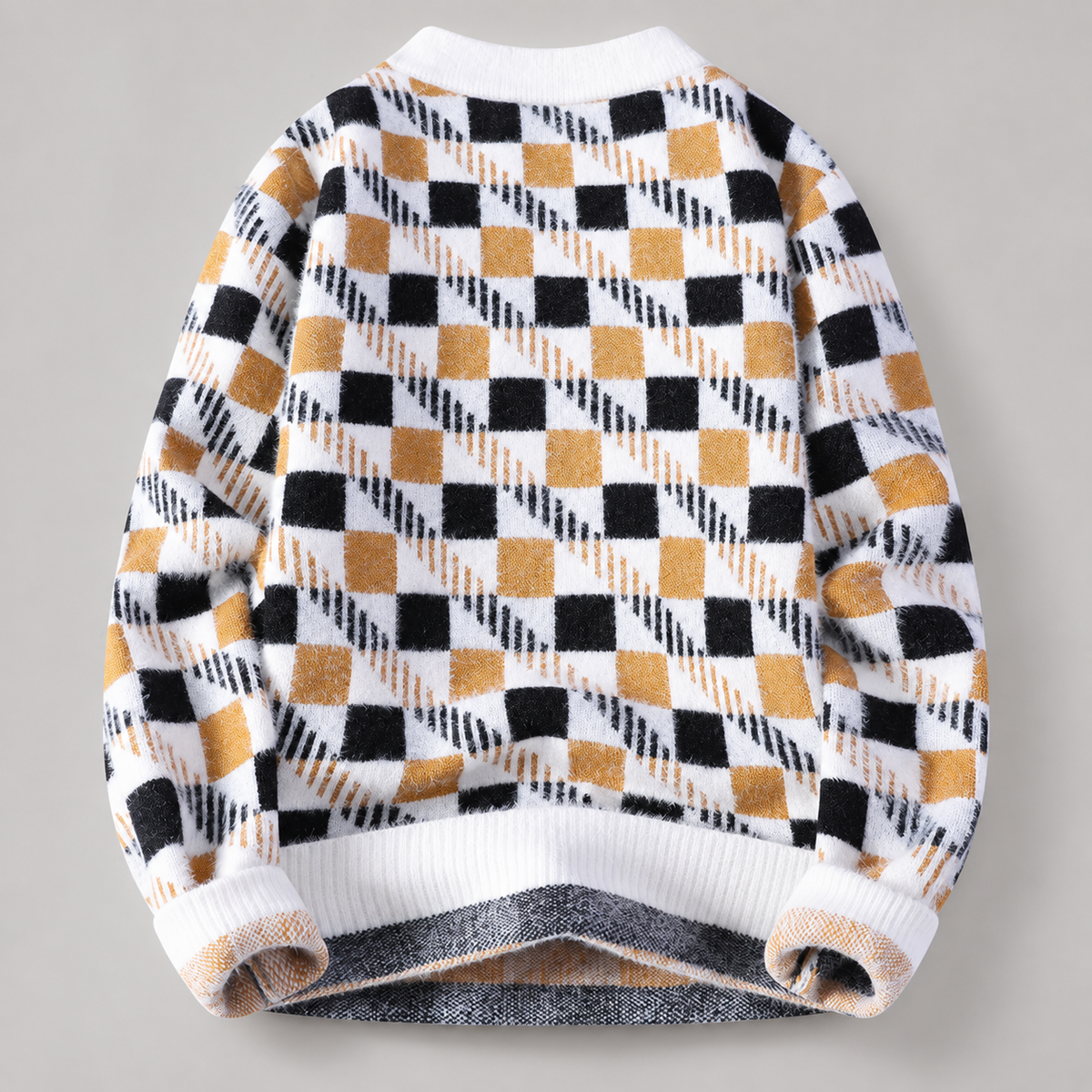 Baxter Men’s Fuzzy Checkerboard Crewneck Sweater