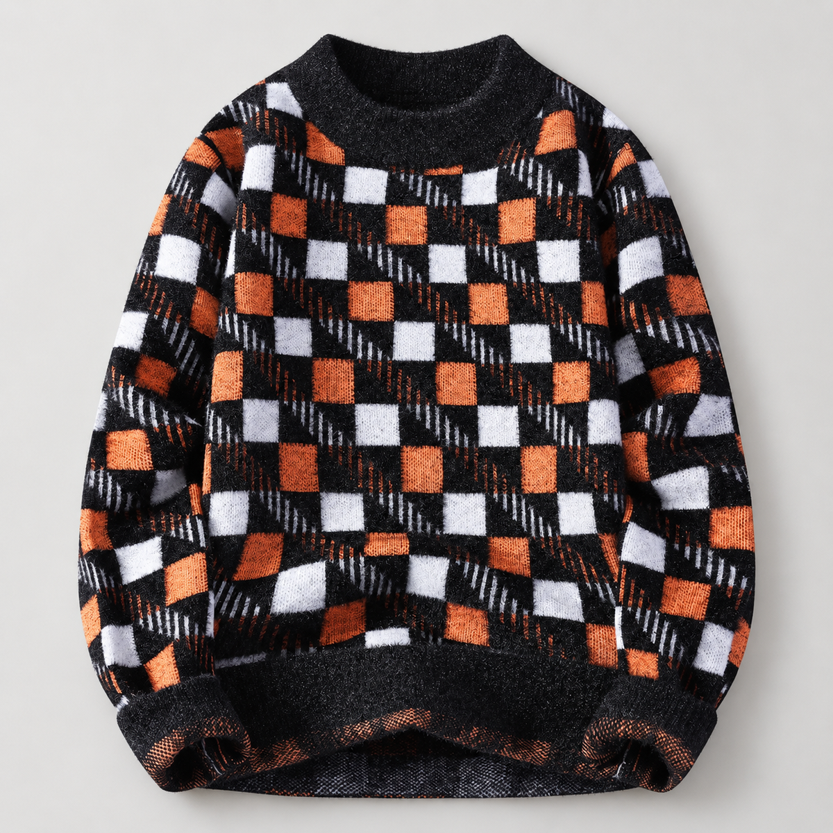 Baxter Men’s Fuzzy Checkerboard Crewneck Sweater