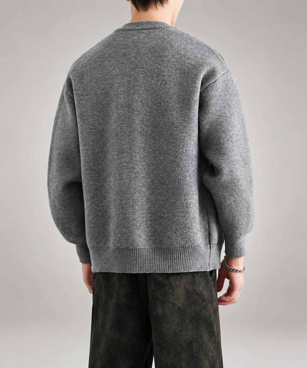 Benedict Men’s Textured Knit Cardigan with Mixed Decorative Buttons