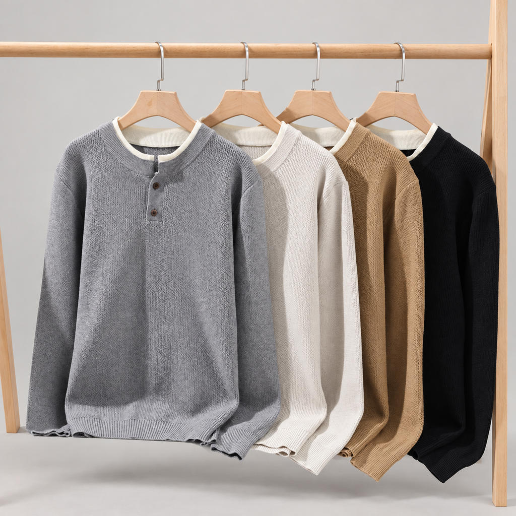 Bennett Men’s Textured Knit Henley Sweater