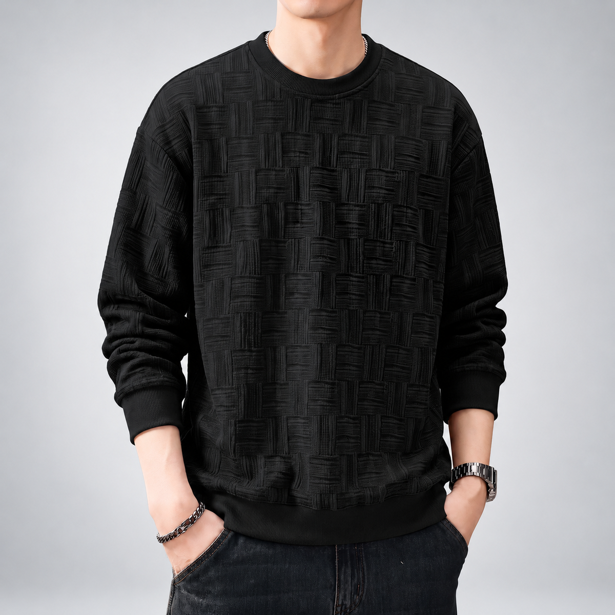 Ansel Men's Relaxed Fit Knit Pullover with Ribbed Trim