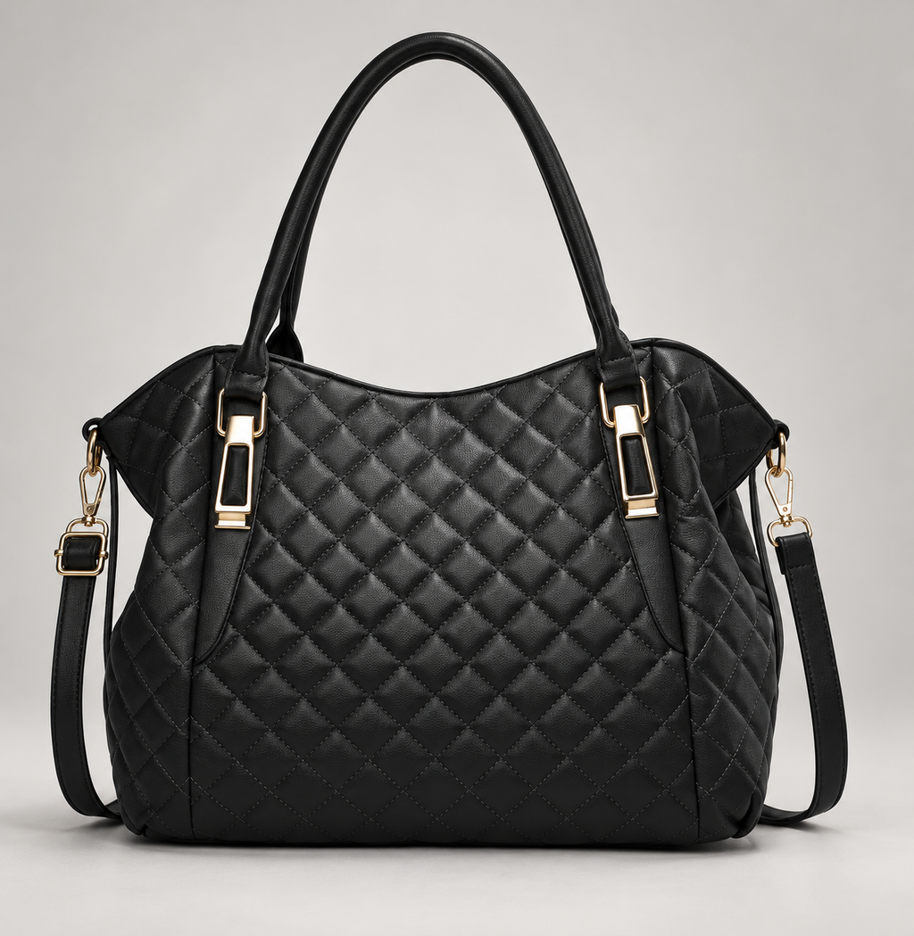 Martha Women’s Diamond Quilted Tote Bag with Shoulder Strap