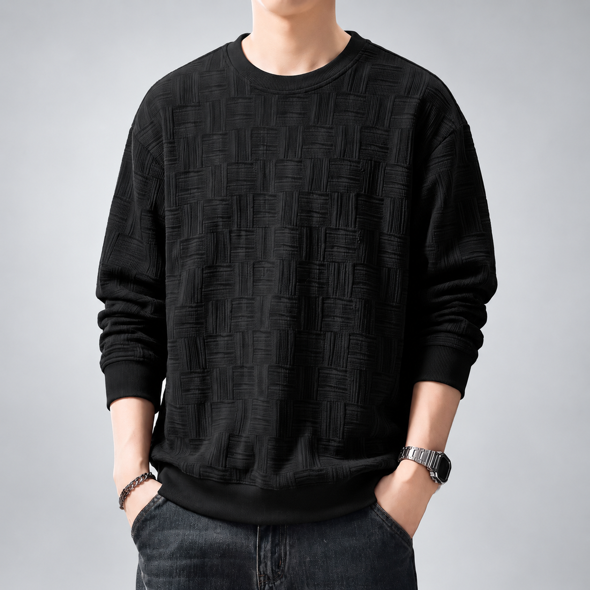 Ansel Men's Relaxed Fit Knit Pullover with Ribbed Trim