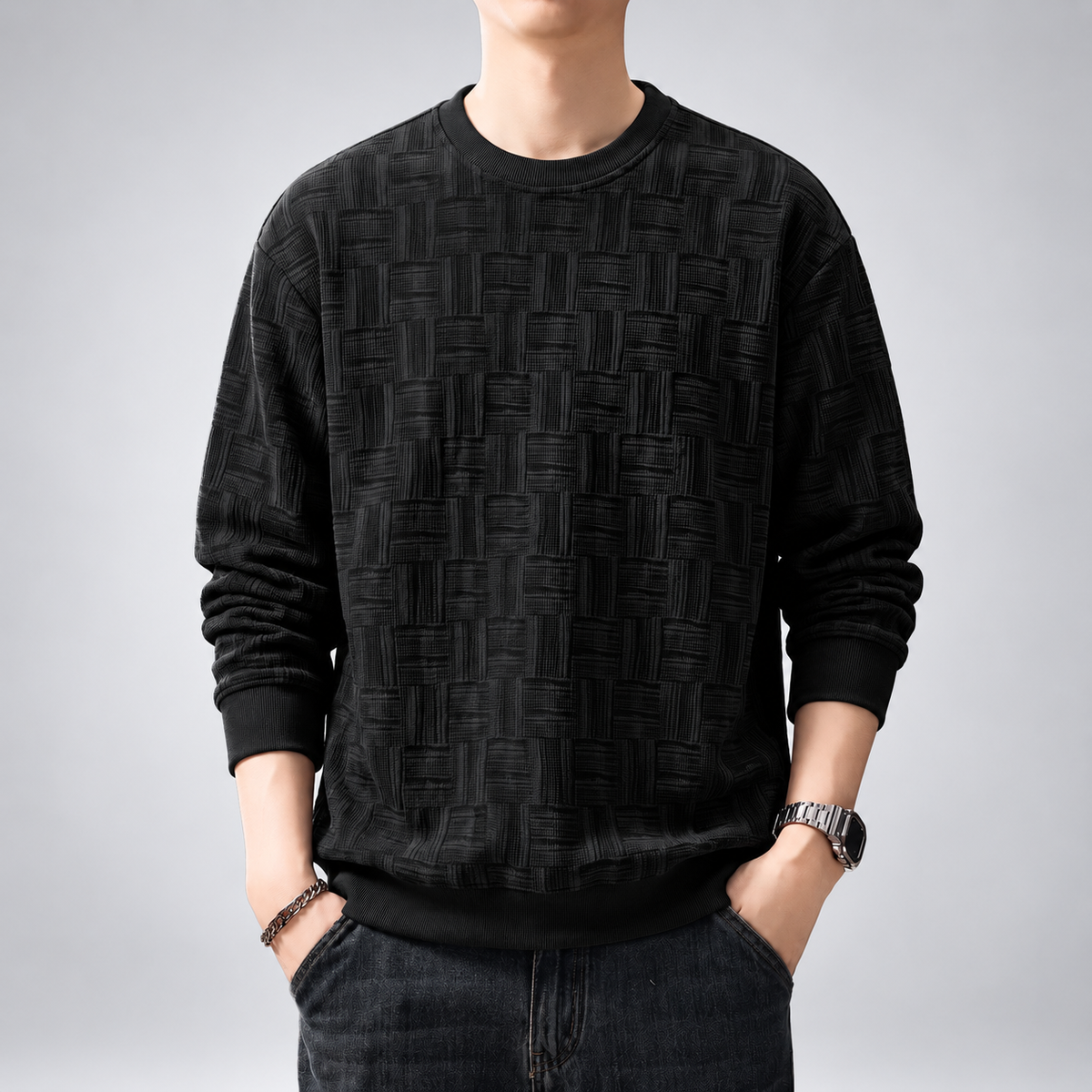 Ansel Men's Relaxed Fit Knit Pullover with Ribbed Trim